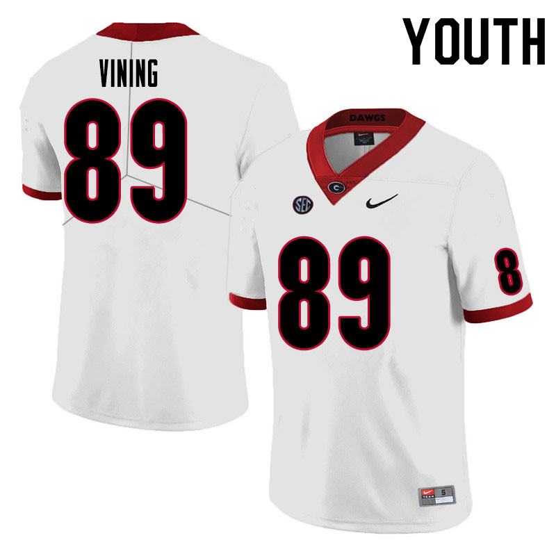 Youth #89 George Vining Georgia Bulldogs College Football Jerseys Sale-White - Click Image to Close